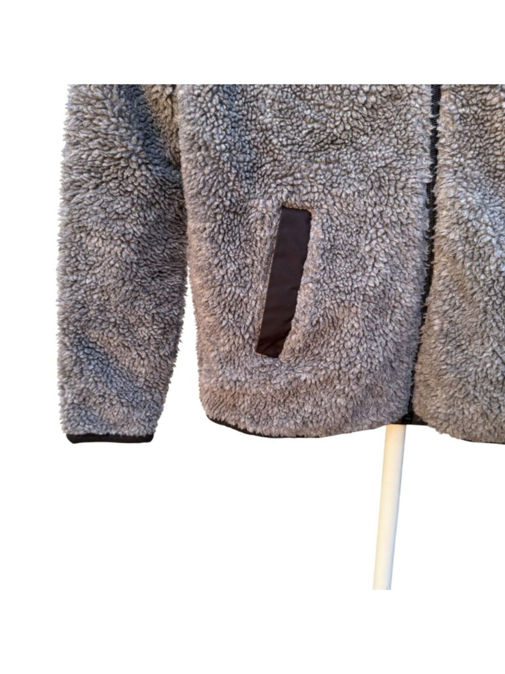 Abercrombie Kids Sherpa Fleece Zip Jacket 11 12 Boys Gray Pocket Moose Logo - Picture 5 of 7